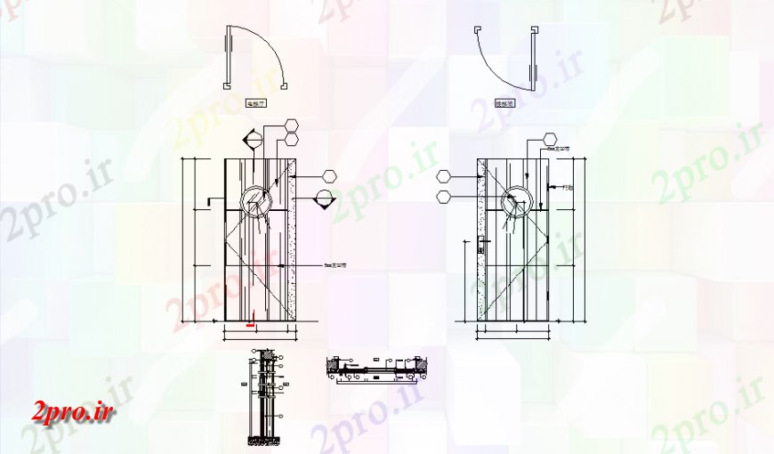 دانلود نقشه جزئیات طراحی در و پنجره  طرح، نما و بخش درب  چیدمان (کد148220)