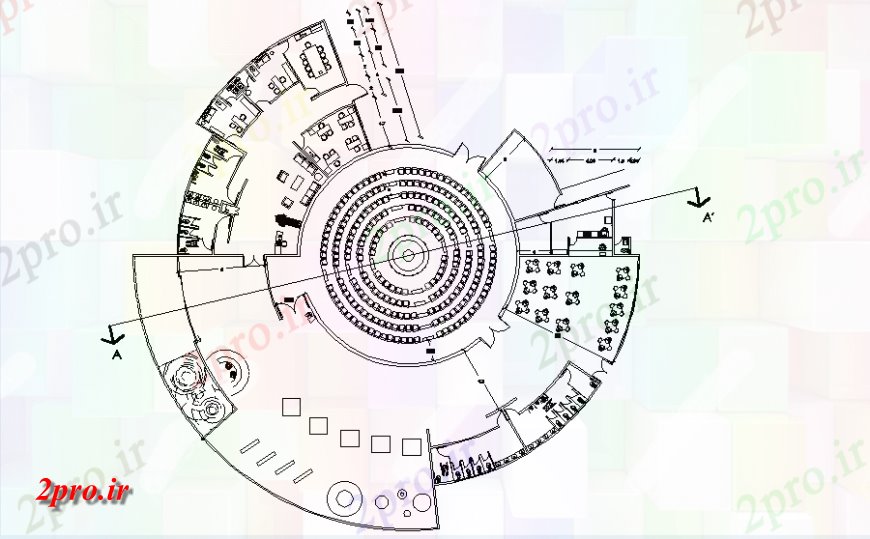 دانلود نقشه ساختمان اداری - تجاری - صنعتی افلاک نما معمار 42 در 43 متر (کد148238)