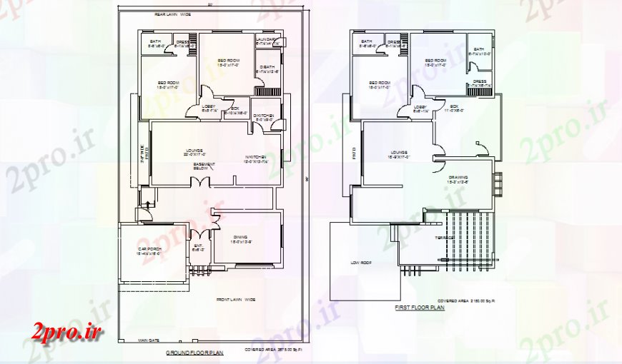 دانلود نقشه مسکونی ، ویلایی ، آپارتمان BHK زمین طرحی طبقه و یخ زدگی خانه طبقه 12 در 18 متر (کد148249)