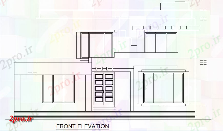 دانلود نقشه مسکونی  ، ویلایی ، آپارتمان  نما جلو 2 BHK  خانه (کد148250)