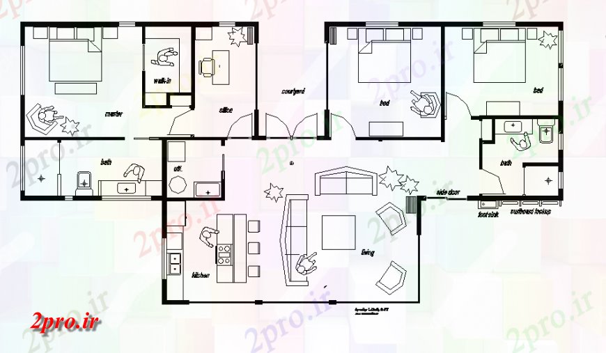 دانلود نقشه مسکونی  ، ویلایی ، آپارتمان  یک خانه ساحل طرح (کد148254)