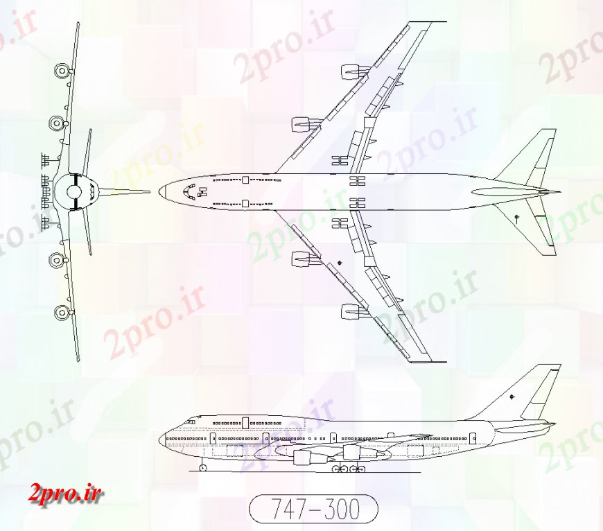 دانلود نقشه بلوک وسایل نقلیه جزئیات Aero را نما هواپیما  بلوک (کد148265)