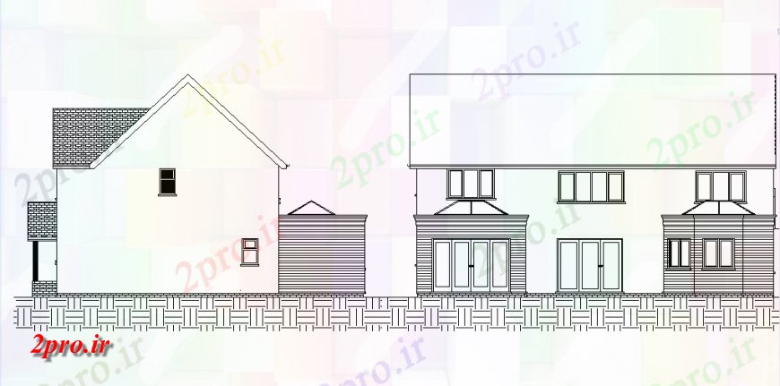 دانلود نقشه مسکونی  ، ویلایی ، آپارتمان  نما از خانه اتاق خواب طراحی و طرحی بندی  (کد148281)