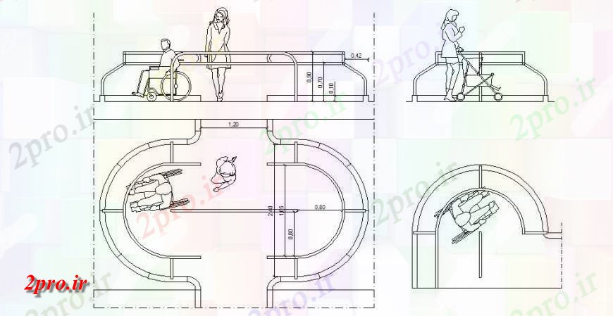 دانلود نقشه بلوک افراد موتوری طرحی بلردس و نما  چیدمان (کد148307)