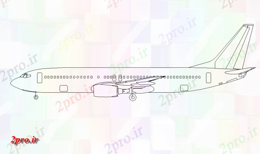 دانلود نقشه بلوک وسایل نقلیه طراحی هواپیما نمای (کد148343)