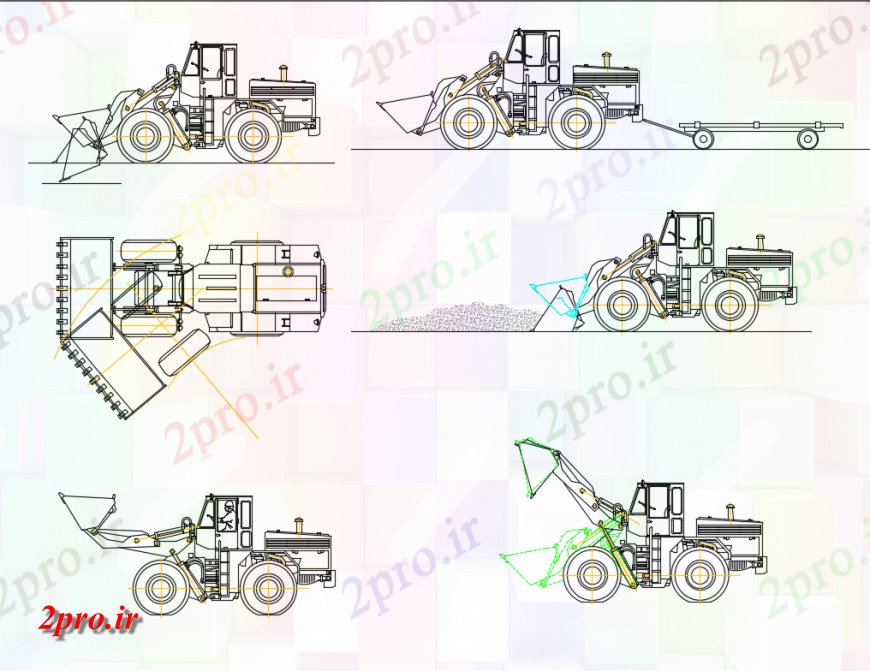 دانلود نقشه بلوک وسایل نقلیه چند طراحی ماشین آلات کامیون بلوک جزئیات تمام دیدگاه طرفه (کد148379)