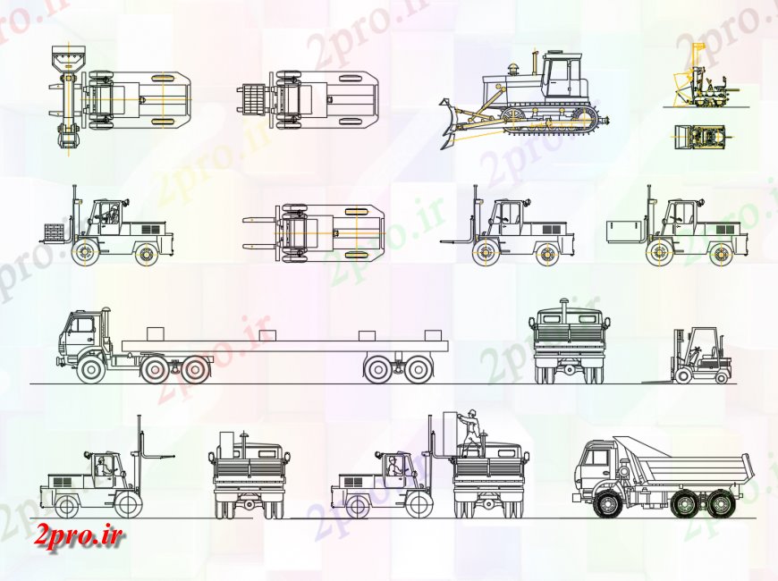 دانلود نقشه بلوک وسایل نقلیه پویا بلوک طراحی جزئیات از وسایل نقلیه  حمل و نقل ساخت و ساز  (کد148380)