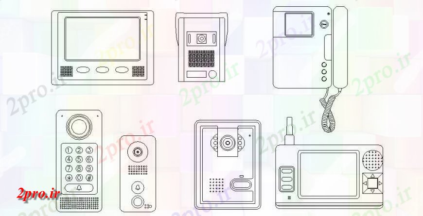 دانلود نقشه جزئیات طراحی در و پنجره  تلفن درب  چیدمان نما (کد148394)