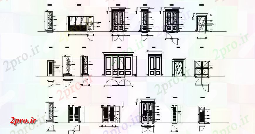 دانلود نقشه جزئیات طراحی در و پنجره  طرحی و نما اتوکد درب  (کد148395)