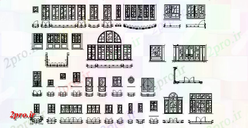 دانلود نقشه جزئیات طراحی در و پنجره  طرحی جزئیات و نما جزئیات درب (کد148401)