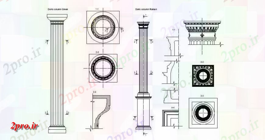 دانلود نقشه جزئیات ستون طرحی و نما ستون دهاتی  (کد148406)