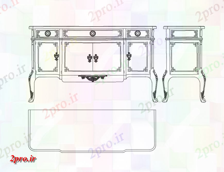 دانلود نقشه بلوک مبلمان قاره طولانی چوبی اتاق کابینه  بلوک   (کد148413)