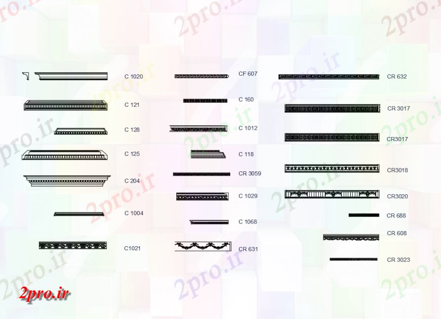 دانلود نقشه بلوک ، آرام ، نماد پیش امدگی لبه بام چند خلاق و گچ سفید  بلوک جزئیات  (کد148469)