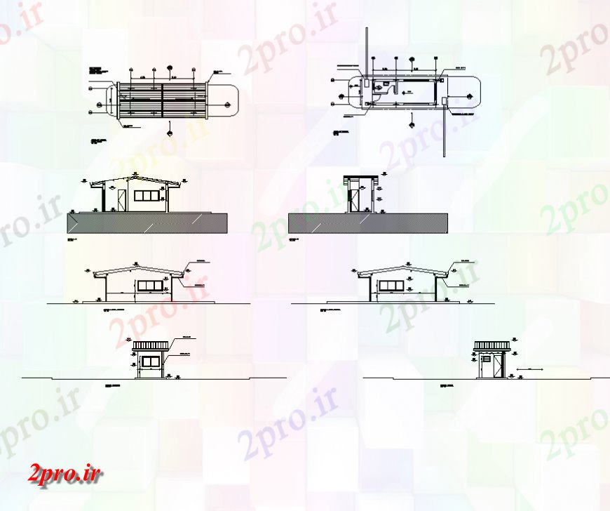 دانلود نقشه مسکونی  ، ویلایی ، آپارتمان  مسکن کوچک یکی BHK  نما جزئیات ساخت و ساز و  (کد148593)