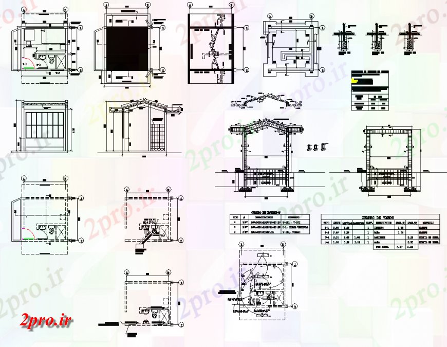 دانلود نقشه مسکونی  ، ویلایی ، آپارتمان  طرحی بام جزئیات و مسکن نما ساختاری  (کد148595)