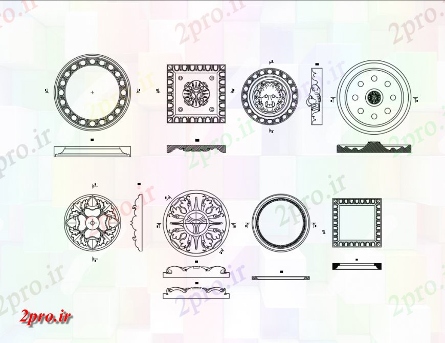 دانلود نقشه بلوک ، آرام ، نماد سوکت های تزئینی  طراحی بلوک برای خانگی (کد148671)