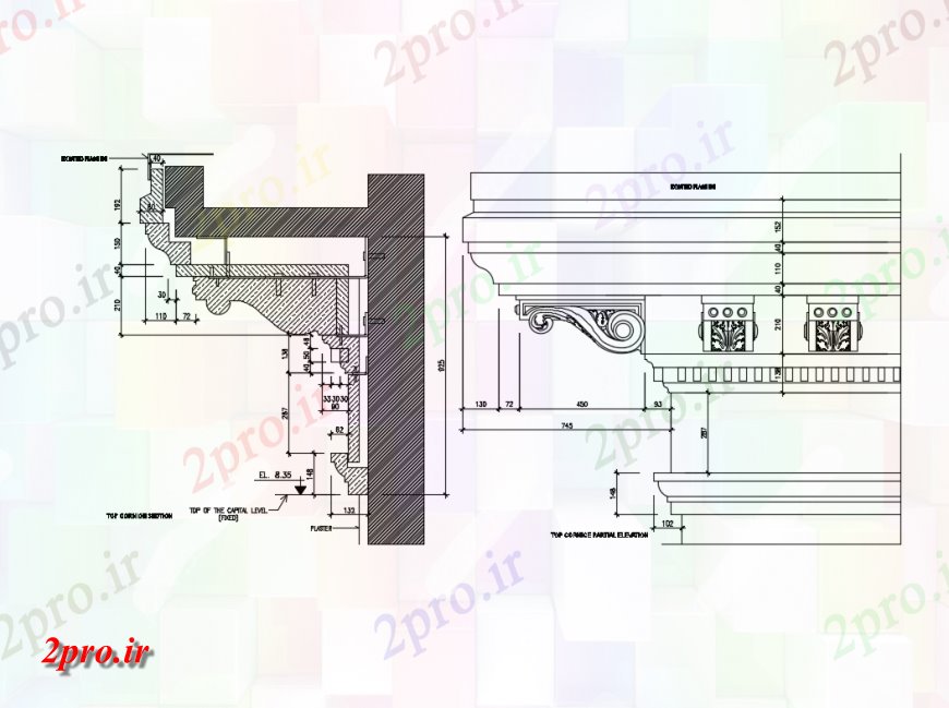 دانلود نقشه بلوک ، آرام ، نماد تزئینی بلوک تجهیزات براکت دیوار با ابعاد  (کد148680)