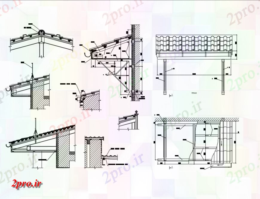 دانلود نقشه طراحی جزئیات ساختار ساخت و ساز کاشی و  مقطعی جزئیات (کد148718)