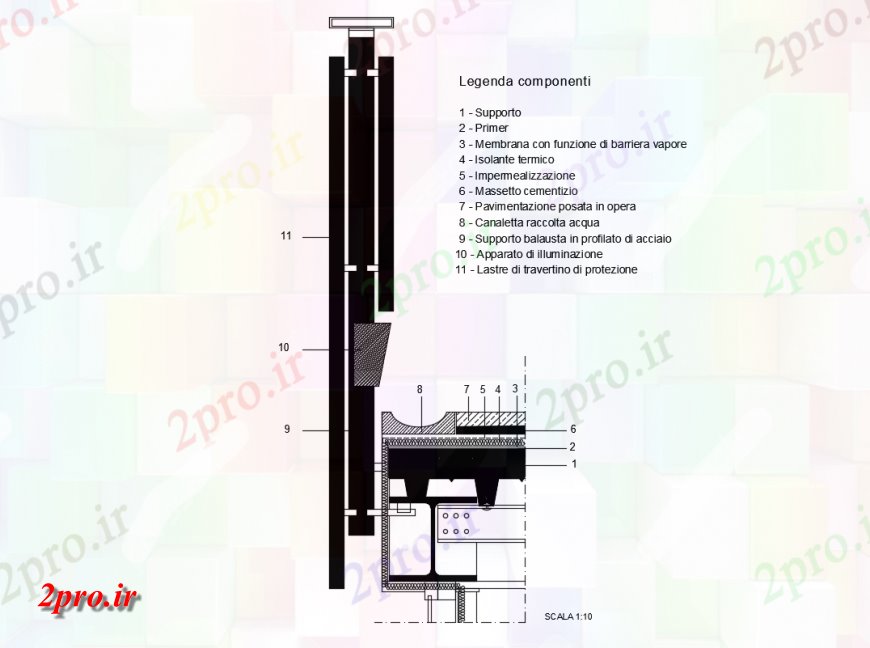 دانلود نقشه طراحی جزئیات ساختار نرده های ساختمانی  بخش ساخت و ساز طراحی جزئیات  (کد148738)