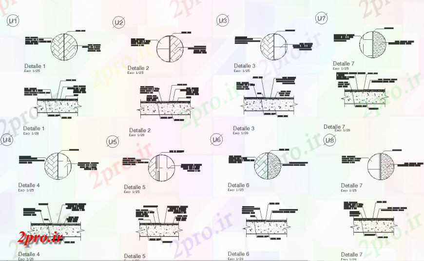 دانلود نقشه جزئیات پله و راه پله  جزئیات بخش طبقه  (کد148789)