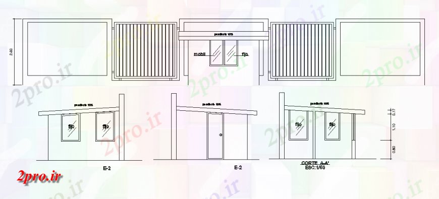 دانلود نقشه جزئیات طراحی در و پنجره  درب جزئیات و نما دروازه و طرحی مقطعی  دو بعدی  (کد148799)