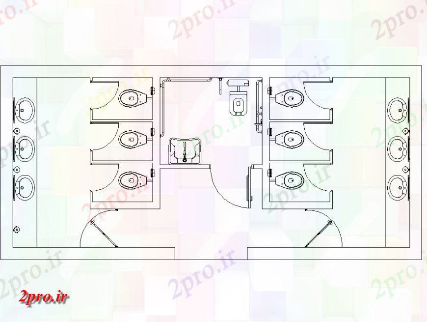 دانلود نقشه حمام مستر طرحی مشترک حمام با جزئیات (کد148843)