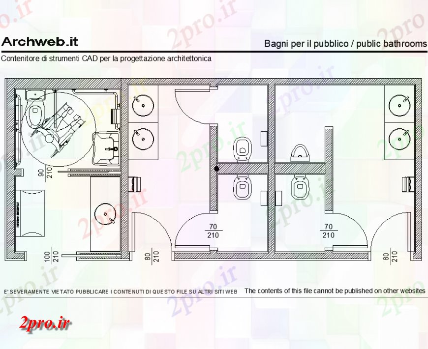 دانلود نقشه حمام مستر طرحی توالت مشترک با جزئیات نقص 4 در 8 متر (کد148847)