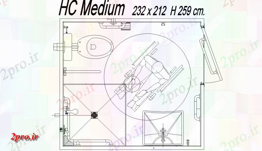دانلود نقشه حمام مستر این طرحی با مشخصات بالا جزئیات حمام 5 در 5 متر (کد148863)