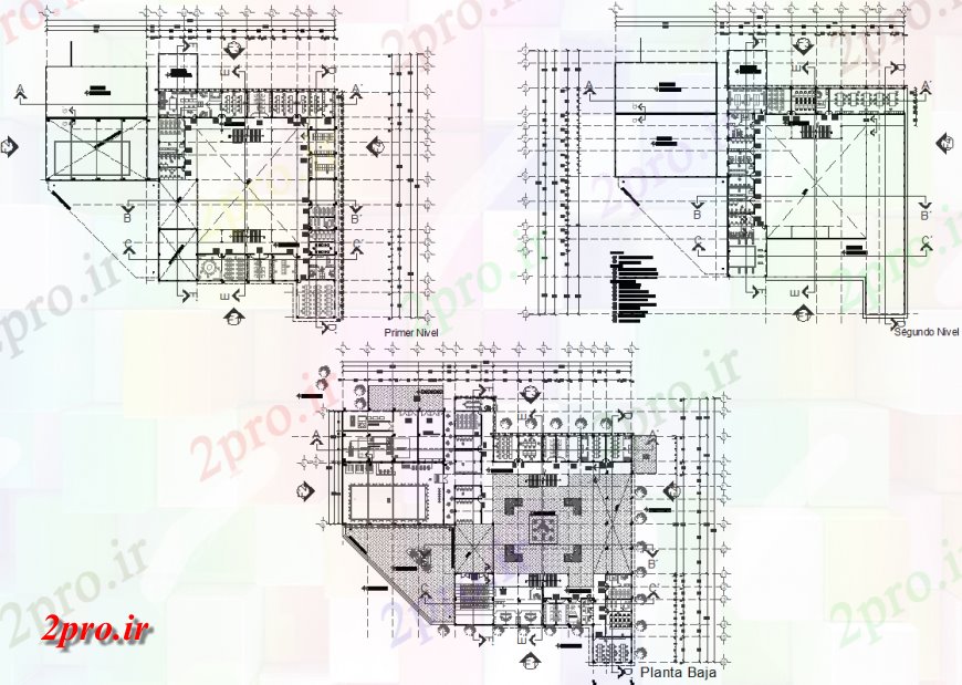 دانلود نقشه ساختمان اداری - تجاری - صنعتی کار ساختمان تجاری طرح 73 در 80 متر (کد148939)