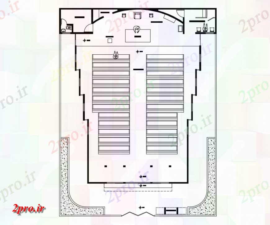 دانلود نقشه کلیسا - معبد - مکان مذهبی مذهبی کلیسا بالای صفحه طرحی های 18 در 20 متر (کد148989)