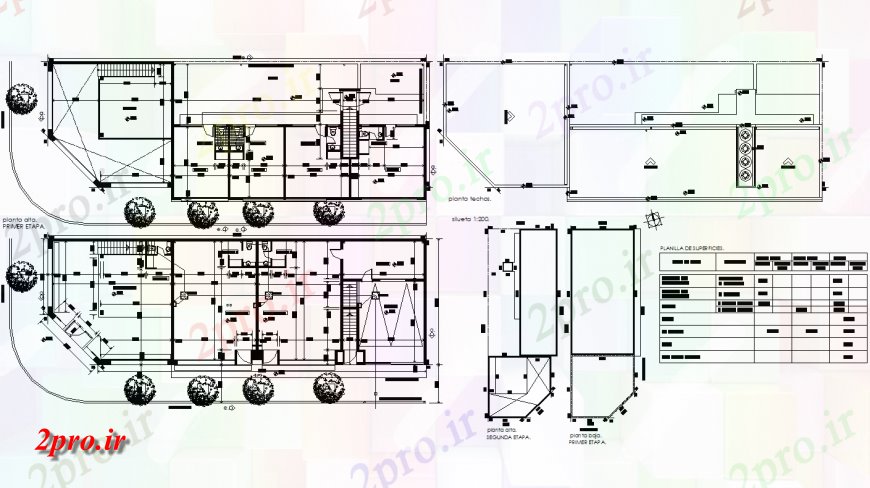 دانلود نقشه ساختمان اداری - تجاری - صنعتی طرحی های تجاری و اداری 11 در 30 متر (کد149021)