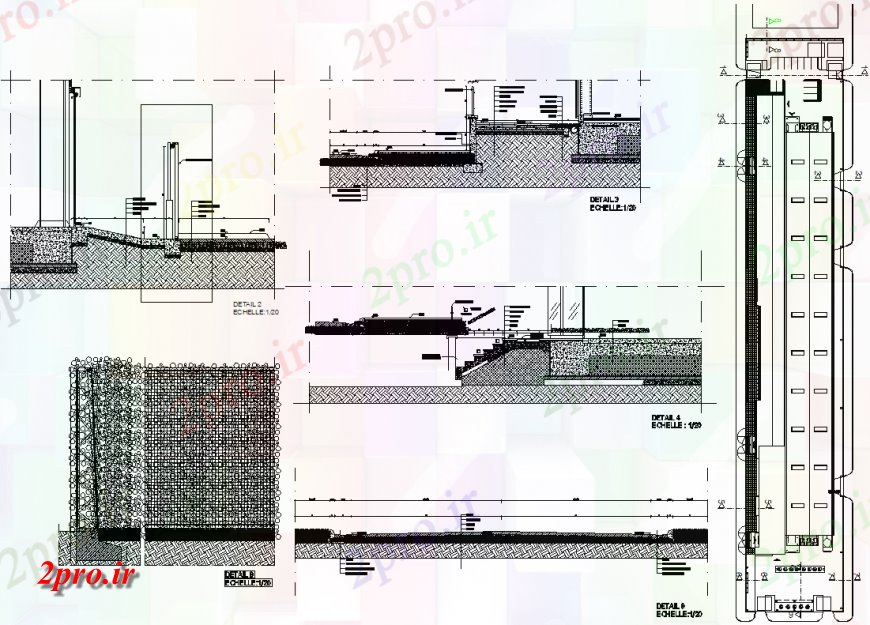 دانلود نقشه طراحی اتوکد پایه بنیاد و پله بخش طرحی  چیدمان (کد149035)