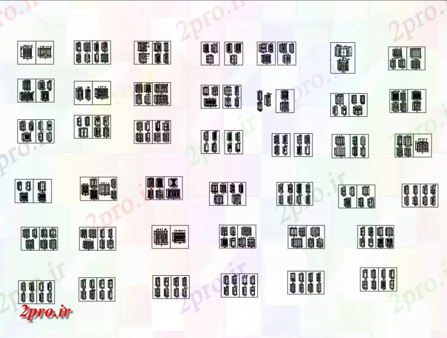 دانلود نقشه جزئیات طراحی در و پنجره  درب های چوبی دیگر مشترک  بلوک جزئیات  (کد149129)