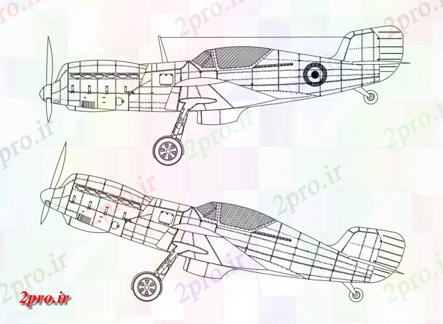دانلود نقشه بلوک وسایل نقلیه جنگنده هنر و صنعت هوا به طرف بلوک  جزئیات (کد149177)