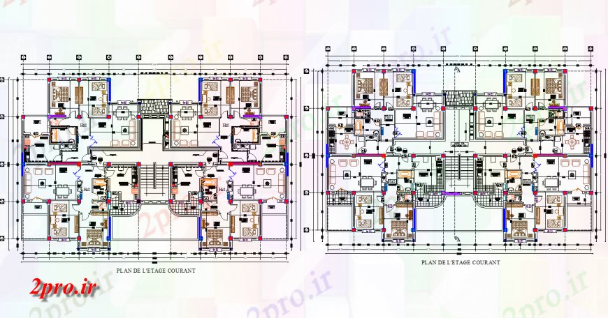 دانلود نقشه مسکونی  ، ویلایی ، آپارتمان  BHK آپارتمان   برنامه ریزی تخت  چیدمان (کد149194)