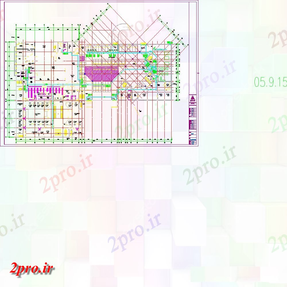 دانلود نقشه ساختمان اداری - تجاری - صنعتی خرید و ساخت و ساز مولتی پلکس جزئیات دو بعدی چیدمان اتوکد 82 در 140 متر (کد149259)