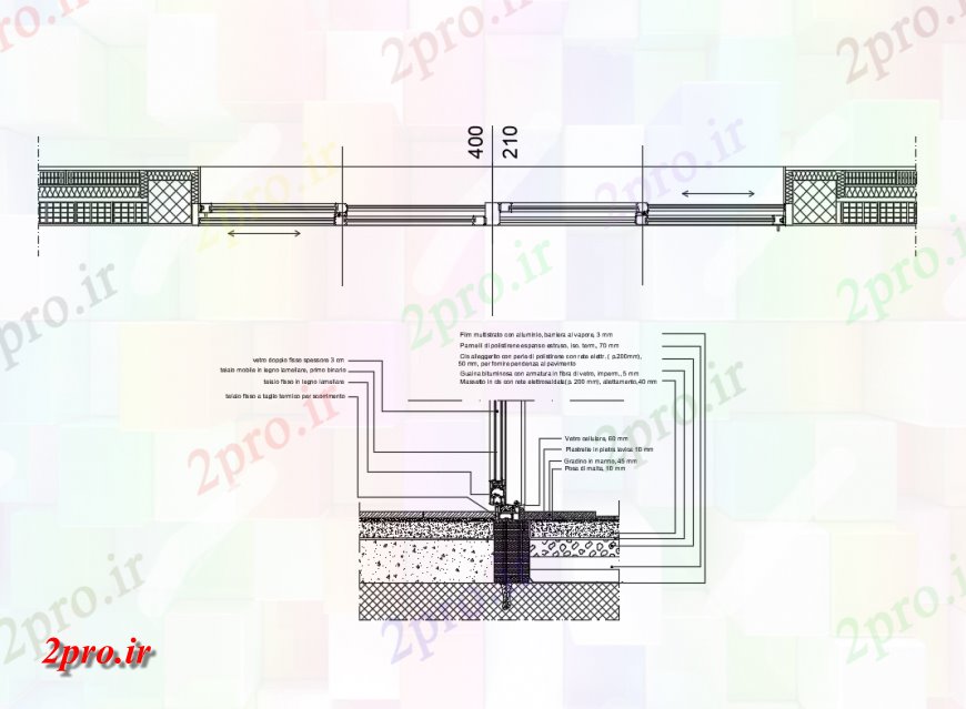 دانلود نقشه طراحی جزئیات ساختار پنجره کشویی  ساختار طراحی جزئیات  (کد149269)
