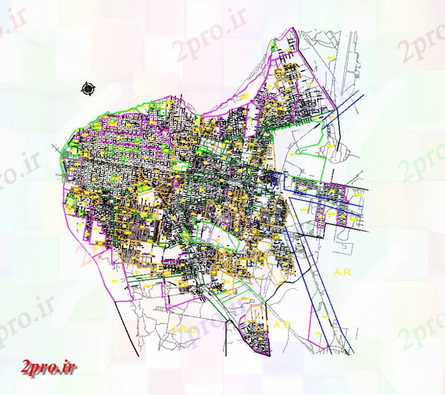 دانلود نقشه برنامه ریزی شهری جزئیات نمای از یک طرحی منطقه طرحی  دو بعدی   (کد149369)