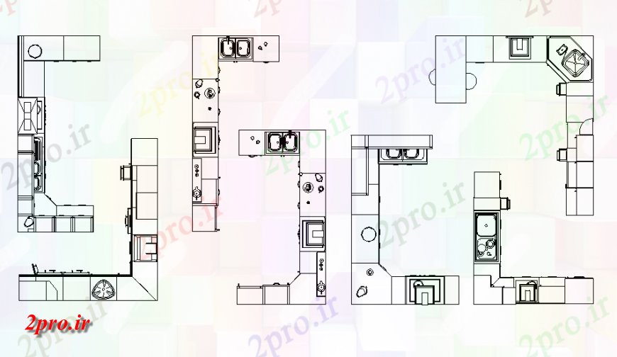 دانلود نقشه آشپزخانه آشپزخانه نما جزئیات پلت فرم  دو بعدی   چیدمان اتوکد (کد149425)