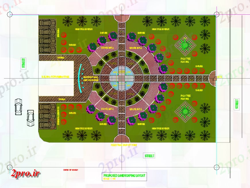 دانلود نقشه باغ محوطه سازی طرحی پارک جزئیات طرحی  دو بعدی   نما اتوکد (کد149453)