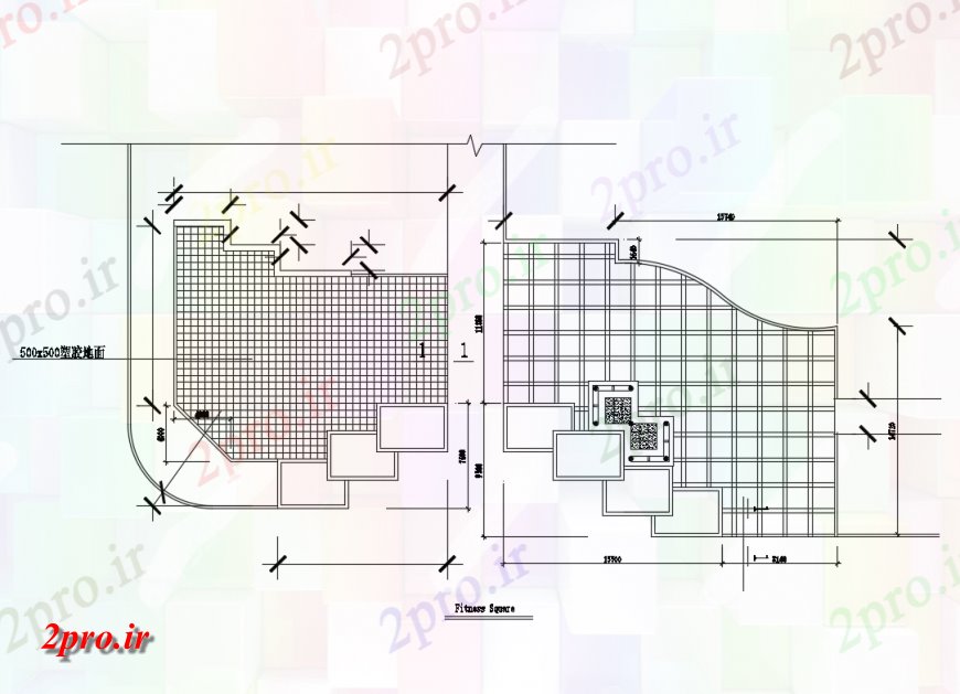 دانلود نقشه ورزشگاه ، سالن ورزش ، باشگاه مرکز تناسب اندام پلان مربع (کد149480)