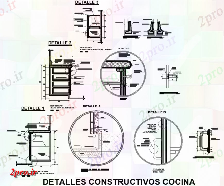 دانلود نقشه طراحی جزئیات ساختار سازنده های معماری با طرحی جزئیات و آشپزخانه لباسشویی جزئیات طرح (کد149482)