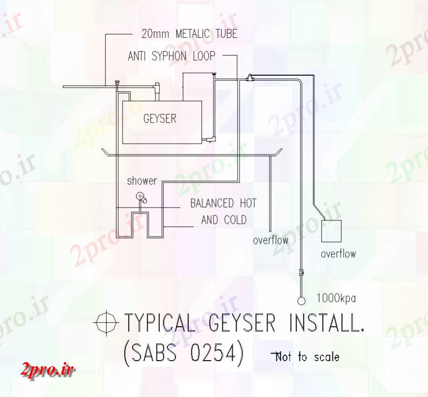 دانلود نقشه حمام مستر نمونه Gyesar طرحی جزئیات نصب و راه اندازی  دو بعدی   (کد149490)
