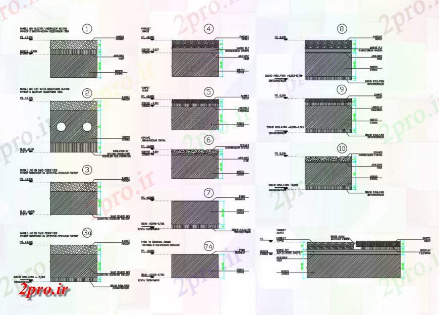 دانلود نقشه طراحی جزئیات ساختار انواع کف ساختار سازنده جزئیات طراحی   (کد149493)