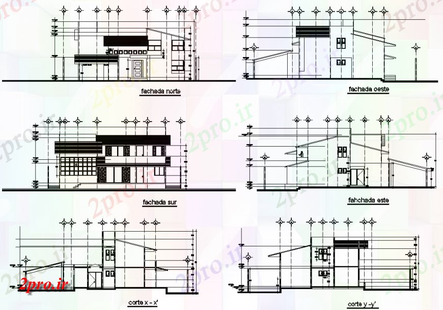 دانلود نقشه مسکونی  ، ویلایی ، آپارتمان  نما و بخش نقشه اتمام اتاق خانه (کد149533)