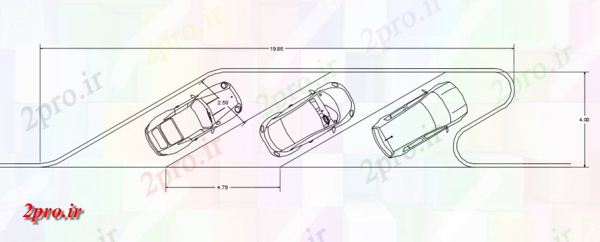 دانلود نقشه طراحی جزئیات ساختار پارکینگ اتومبیل راه آهن بستر طرحی نمای بالا (کد149549)