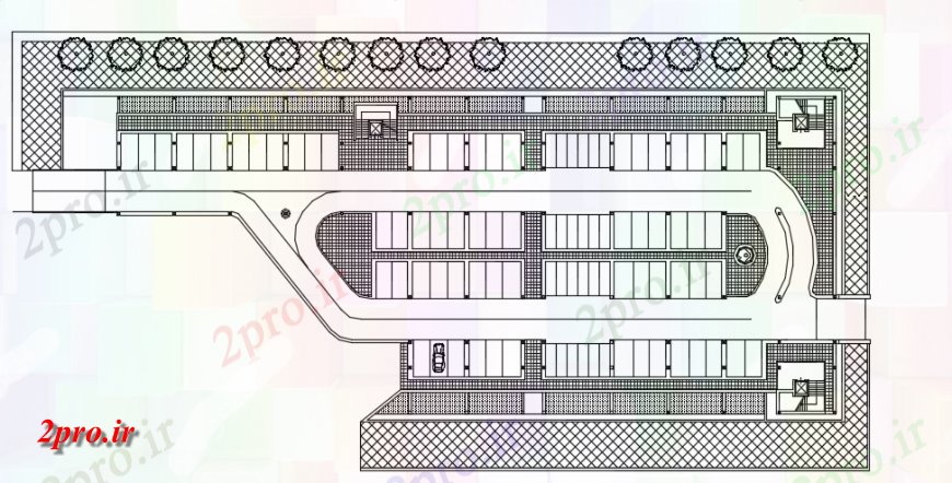 دانلود نقشه طراحی جزئیات ساختار بالا پلان طرحی از یک پارکینگ خودرو (کد149562)