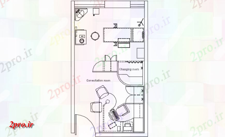 دانلود نقشه بیمارستان - درمانگاه - کلینیک اتاق معاینه یک طرحی بیمارستان 8 در 14 متر (کد149611)