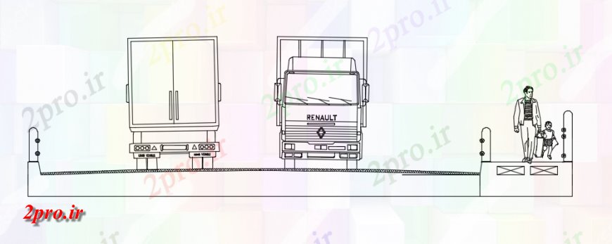 دانلود نقشه بلوک وسایل نقلیه جلو کامیون و نما تماس مدل (کد149616)