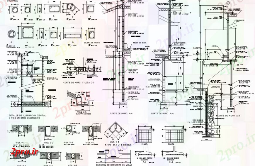 دانلود نقشه طراحی جزئیات ساختار بتن جزئیات ساخت و ساز  طرحی های  (کد149655)